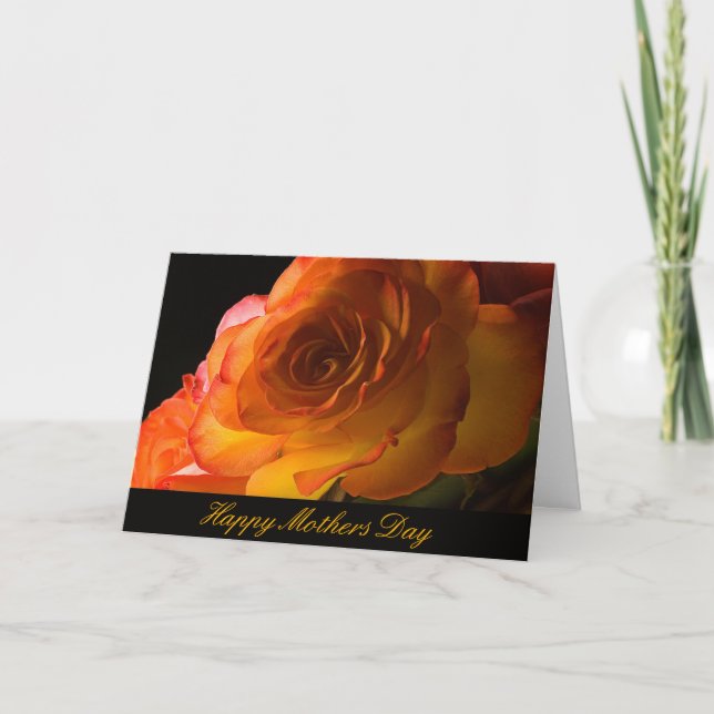 Yellow and Orange Rose Mothers Day Card (Front)