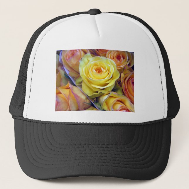 Yellow and Orange Roses Trucker Hat (Front)