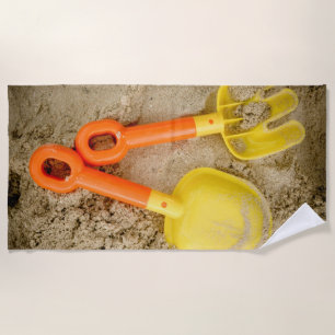 Yellow and Orange Sand Toys Beach Towel
