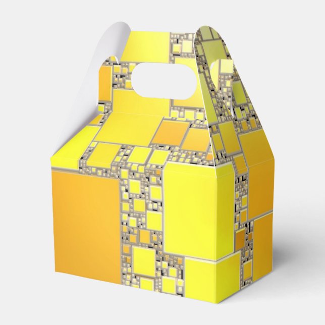 Yellow and Orange Squared Favour Box (Front Side)