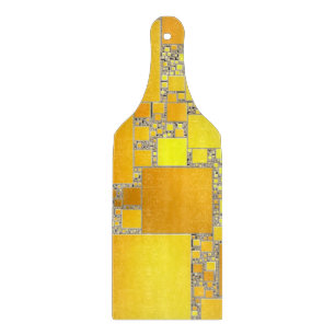 Yellow and Orange Squared Glass Chopping Board