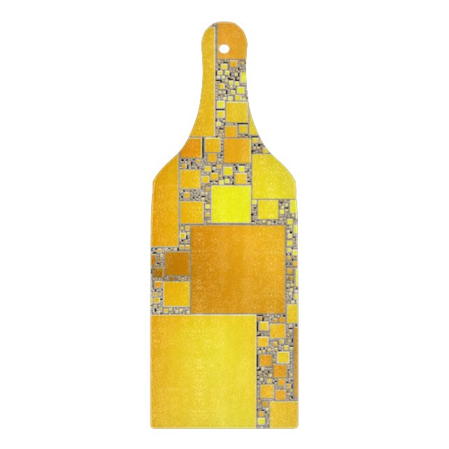 Yellow and Orange Squared Glass Chopping Board (Front)