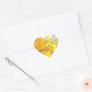 Yellow and Orange Squared Heart Stickers