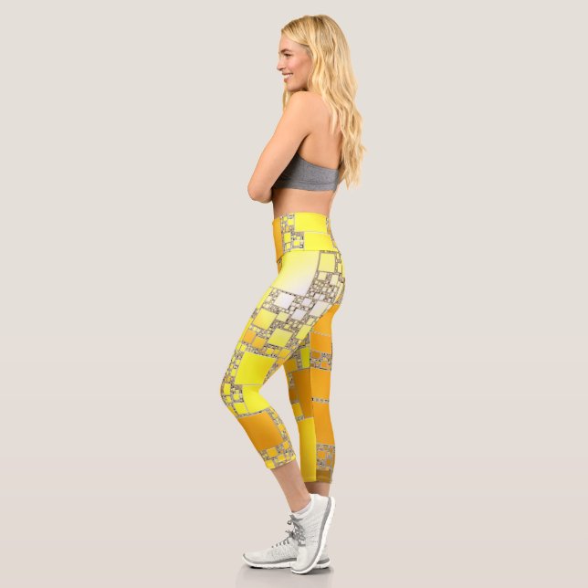 Yellow and Orange Squared High Waisted Capris (Left)