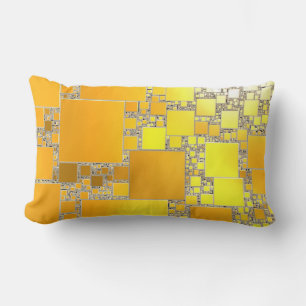Yellow and Orange Squared Oblong Cushion