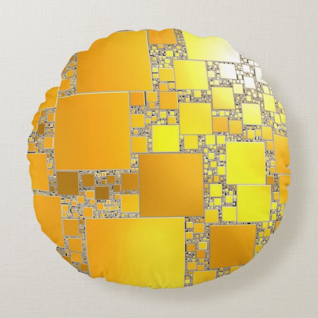 Yellow and Orange Squared Round Cushion (Front)
