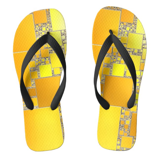 Yellow and Orange Squared Thongs (Footbed)