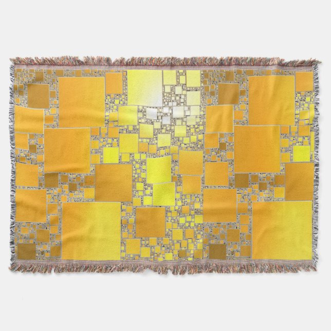 Yellow and Orange Squared Throw Blanket (Front)