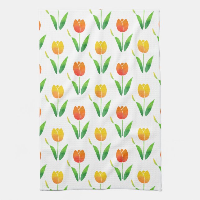 Yellow and Orange Tulips 2 Tea Towel (Vertical)