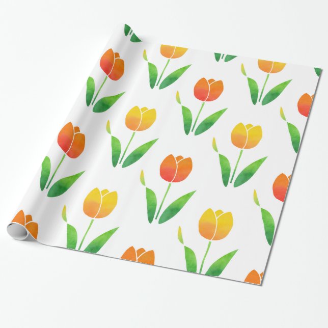 Yellow and Orange Tulips 2 Wrapping Paper (Unrolled)