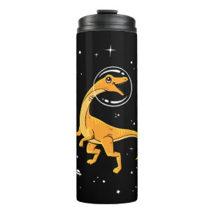 Yellow And Orange Velociraptor Dinos In Space Thermal Tumbler