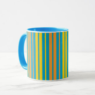 Yellow and Orange Vertical Stripes Blue Mug