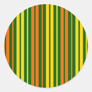 Yellow and Orange Vertical Stripes Green Classic Round Sticker