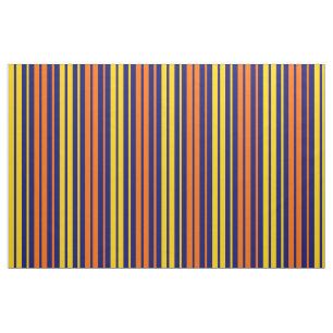 Yellow and Orange Vertical Stripes Navy Blue Fabric
