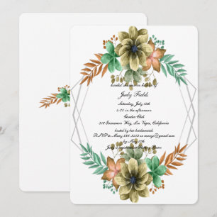 Yellow And Orange Watercolor Floral Bridal Shower Invitation