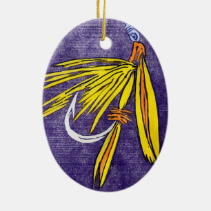 "Yellow and Orange"" Wet Fly Christmas Ornament