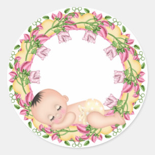 Yellow and Pink Baby Shower Sticker