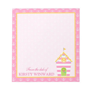 Yellow and Pink Christmas Beach Hut Anchors Notepad