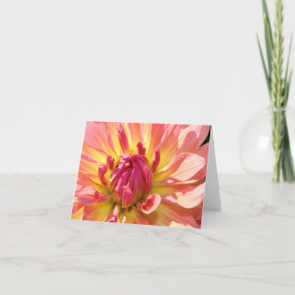 Yellow and Pink Dahlia 4x6 notecard