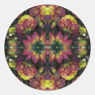 Yellow and Pink Dahlias Classic Round Sticker