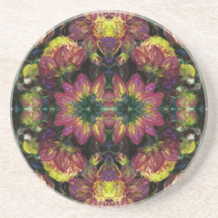Yellow and Pink Dahlias Coaster
