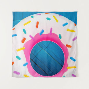 Yellow and pink doughnut floater tapestry