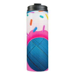 Yellow and pink doughnut floater thermal tumbler