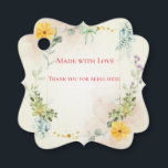 Yellow and Pink Floral Wedding Favor Tag<br><div class="desc">Add a thoughtful and elegant finishing touch to your wedding favors with this beautiful yellow and pink floral favor tag featuring soft watercolor flowers and a romantic garden-inspired design. The cheerful yellow blooms and delicate pink florals create a fresh and joyful look perfect for spring and summer weddings. These favor...</div>