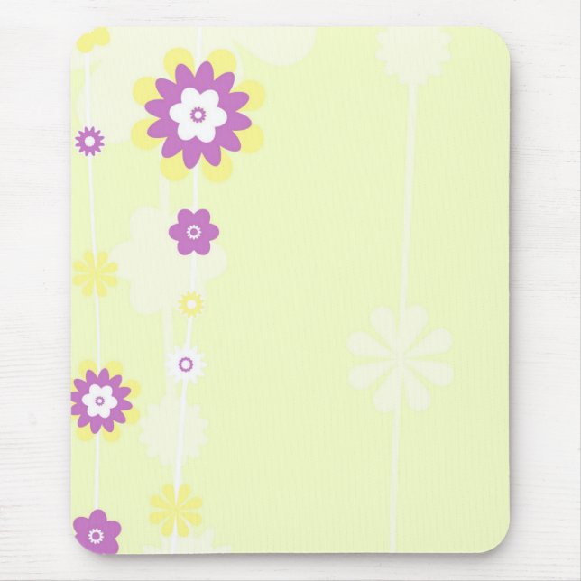 Yellow and Pink Flower Girly Mousepad (Front)