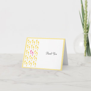 Yellow and Pink Footprints Baby Thank You Card