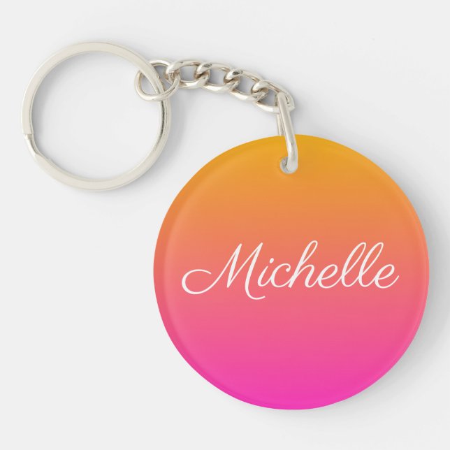 Yellow and pink gradient ombre key ring (Front)