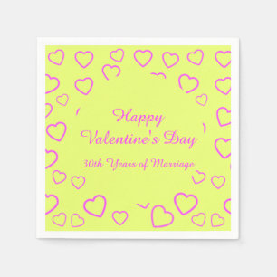 Yellow and Pink Heart Pattern Custom Message Napkin