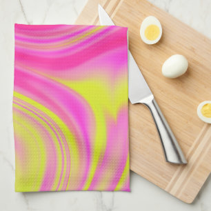 Yellow and Pink Marble Tea Towel