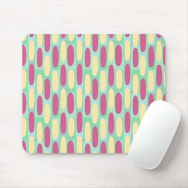 Yellow and Pink Ovals Mouse Pad (With Mouse)
