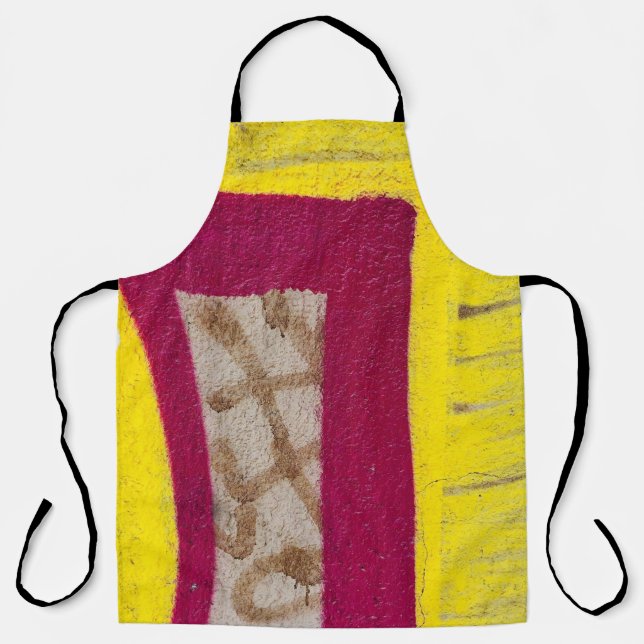 Yellow and pink painted wall apron (Front)