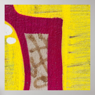 Yellow and pink painted wall poster