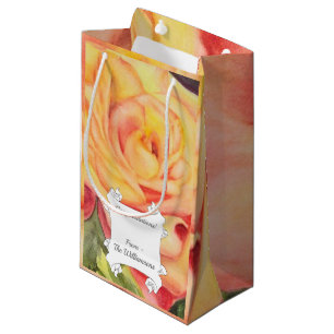 Yellow and Pink Rose Flower Small Gift Bag