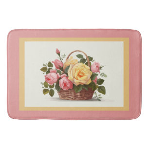 Yellow And Pink Roses Bath Mat
