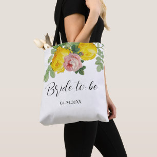 Yellow and Pink Roses Bride to Be  Tote Bag