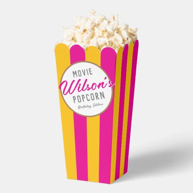 Yellow and Pink Special Event Movie Night Popcorn Favour Box (Popped)