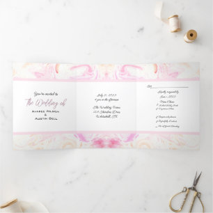  Yellow and Pink Tie Dye Tri-Fold Invitation