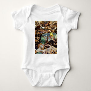 Yellow and Plum Trout Lily and Snail Shell Baby Bodysuit