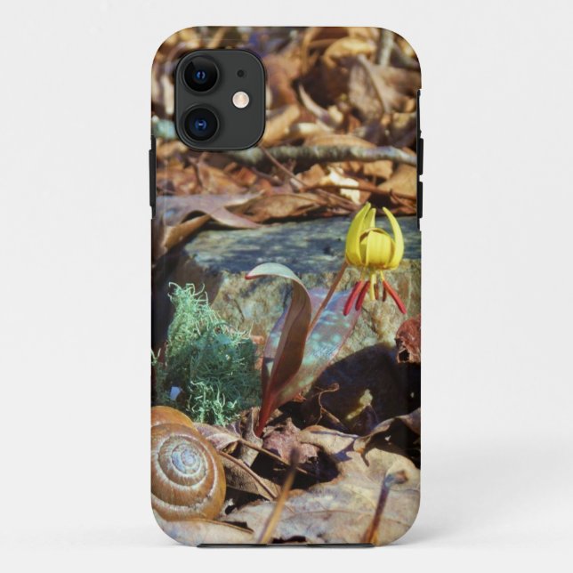 Yellow and Plum Trout Lily and Snail Shell Case-Mate iPhone Case (Back)