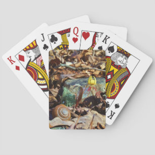 Yellow and Plum Trout Lily and Snail Shell Playing Cards