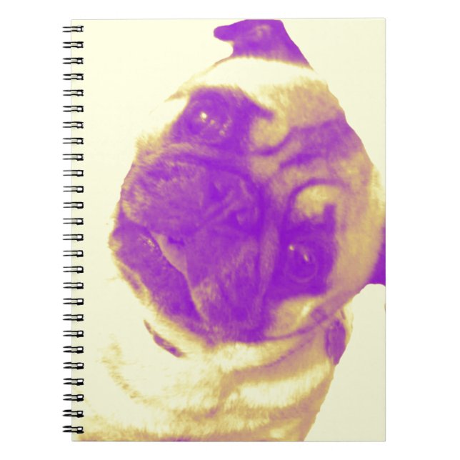Yellow and purple artist-inspired pug print notebook (Front)