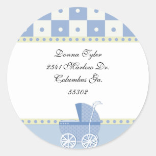 Yellow and Purple Baby Carriage Address Stickers