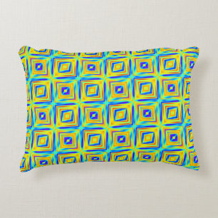 Yellow and Purple Blue Pattern Decorative Cushion