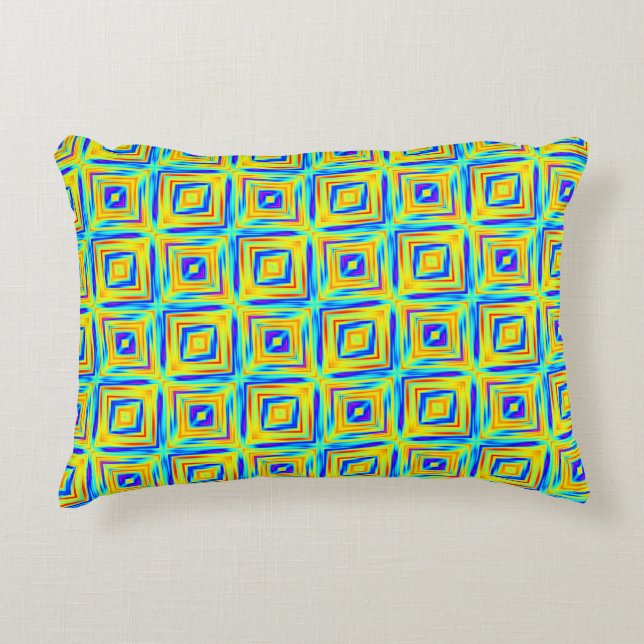 Yellow and Purple Blue Pattern Decorative Cushion (Front)