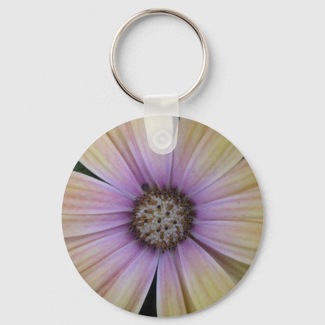 Yellow and Purple Daisy Flower Key Ring (Front)
