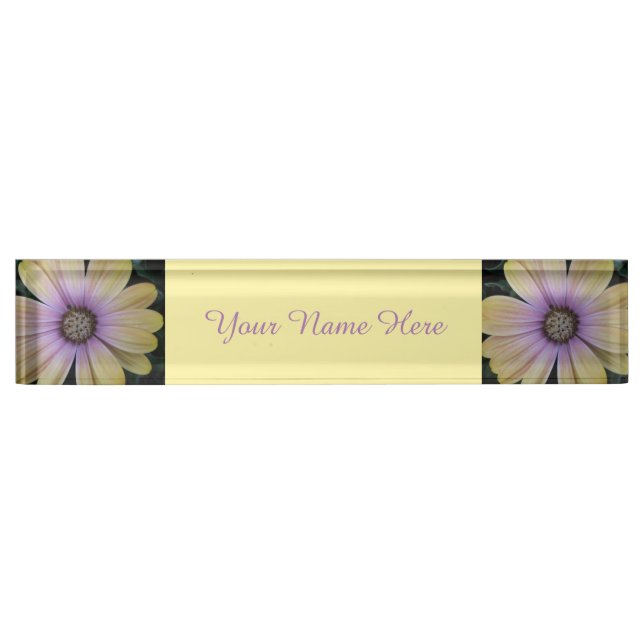 Yellow and Purple Daisy Flower Nameplate (Front)